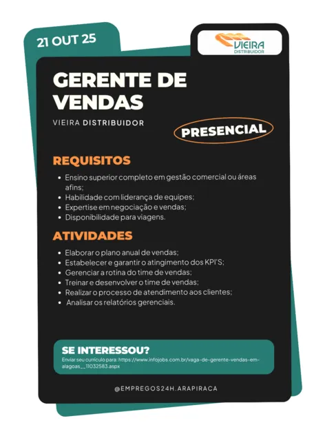 Imagem ilustrativa da imagem GERENTE DE VENDAS
