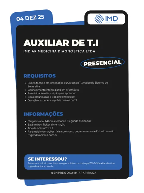 Imagem ilustrativa da imagem AUXILIAR DE T.I